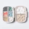 Compact Portable 8 Grids Organizer Container with Secure Seal Ring and Durable Wheat Straw Construction - Ideal for Travel and Daily Use - Multi-Purpose Storage for Tablets, Medicines, Jewelry, Beads, and Accessories - Eco-Friendly and Scratch Resistant