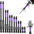 Durable Alloy Steel Magnetic Screwdriver Bits Set - Non-Slip Shockproof Design, Phillips & Impact Bits, Compatible with Power Tools - Set of 6/12 Pieces for Professionals & DIY Enthusiasts