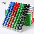 4PCS 0.7MM Heat Erasable Pens Set with Bullet Nib Design for Smooth Writing Experience - Black, Blue, Red, Green Ink Colors - Heat Sensitive Ink for Easy Erasing - Precision and Control - Ergonomic and Durable Gel Pens for Creative Writing and Artwork