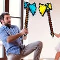 Gold Gemstone Pixel Style Inflatable Sword for Kids - Durable and Safe Toy for Imaginative Play, Perfect for Home Games - Unique Christmas Gift with Eye-Catching Design and High-Quality Construction