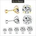 Elegant Crystal Stainless Steel Stud Earrings - Hypoallergenic Unisex Design with Clear Cubic Zirconia - Lightweight and Comfortable for Extended Wear - Perfect Gift for Men and Women - Durable and Tarnish-Resistant - Packaged in a Chic Box