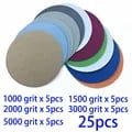 Premium Quality 3-Inch Sanding Discs Set - 25 Pieces of Hook and Loop Sandpaper Discs in Various Grits (1000-5000) for Wet and Dry Sanding - Durable Abrasive Tools for Woodworking, Metalworking, Automotive Refinishing - Quick Attachment, Secure Hold, Versatile Applications