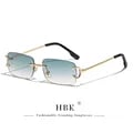 HBK Retro Rimless Sunglasses with UV400 Protection and Adjustable Nose Pads - Vintage Square Gold Frame Tea Shades Lenses for Men and Women - Lightweight and Comfortable Eyewear for All-Day Wear - Scratch-Resistant, Versatile Fashion Accessory for Various Occasions