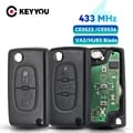 433MHz Flip Remote Car Key for Citroen C1 C2 C3 C4 C5 Berlingo Picasso Peugeot 207 307 ID46 CE0536 CE0523 - 2/3 Buttons, Lock Unlock Trunk Release, Durable Construction, Precision-Cut Key Blade, Professional Programming Required - Replacement Option for Lost or Damaged Keys