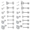 LUXUSTEEL Stainless Steel Round Cubic Zirconia Multilayered Earrings - Exquisite Design, Hypoallergenic Silver Color Studs, Perfect for Parties and Special Occasions, Durable and Tarnish-Resistant, Comfortable Fit, Versatile Style for Casual and Formal Wear, Ideal Gift for Women