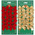 Premium Fabric Christmas Bows Set for Mini Xmas Tree Ornaments, Home Decoration, Navidad & New Year Party Decor, DIY Gift Wrapping - Red & Gold Festive Bowknot Pendants for Long-Term Use, Elegance, Cheer, and Personalized Presents