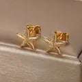Vintage Stainless Steel Starfish and Shell Stud Earrings - Nostalgic Beach Jewelry for Ocean Lovers - Durable and Elegant Summer Accessories - Perfect Gift for Sea Enthusiasts - Timeless Retro Style with Antique Finish and Intricate Detailing