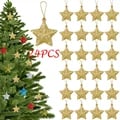 Set of 25 Gold Glitter Star Ornaments for Christmas Tree Decorations - Exquisite Design, Premium Quality, Versatile Use - Shimmering Finish, Durable Materials, Easy to Hang - Perfect for Holiday Season, New Year Parties, DIY Gifts - Lightweight and Festive Home Decor Accessories