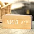 Sleek Wooden Digital Alarm Clock with LED Display, Adjustable Brightness, Multiple Alarms, Temperature Display, and USB Charging Port - Elegant Clock for Office or Bedside Table, Easy-to-Read Time, Date, and Temperature, Wake Up Gradually with Gentle Alarm Sound, Convenient Device Charging