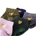 Sparkling Love Heart Glitter Socks for Women - Premium Embroidered Shiny Socks in Gold, Silver, and Colorful Options - Fashionable and Fun Design - Soft, Durable Material - Versatile and Stylish Accessory - Great Gift Idea for Fashion Lovers