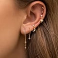 Celestial Charm Stainless Steel Hoop Earring with Star and Moon Pendant, Cartilage and Helix Earring, Hypoallergenic and Tarnish-Resistant, Sparkling Cubic Zirconia Stones, Lightweight and Comfortable for Everyday Wear, Secure Clasp, Versatile Style, Perfect Gift for Her