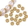 50-Piece Gold Plated Daisy Snowflake Flower Spacer Beads Set - Stainless Steel DIY Jewelry Making Supplies for Bracelets, Necklaces, Earrings - Durable, Tarnish-Resistant, Easy to Use Bead Caps for Unique Handmade Creations in Needlework and Crafts