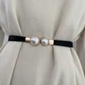 Elegant Double Pearls Buckle Women's Belt with Adjustable Elasticity - Stylish Accessory for Dresses, Skirts, and Trousers - Versatile and Feminine Waistband - Premium Quality and Durable Material - Perfect Gift Idea for Any Occasion