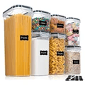 7-Piece Airtight Food Storage Container Set with BPA-Free Plastic, 10 Stickers, and Pen - Stackable, Leak-Proof, and Organized Kitchen Storage Solution for Leftovers, Meal Prep, Snacks - Dishwasher Safe and Space-Saving Design for Easy Storage and Labeling