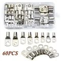 60-Pack SC Tinned Copper Lug Ring Wire Connectors for Durable and Secure Electrical Connections in Automotive, Marine, Industrial, and Residential Applications – Easy Installation, Corrosion Resistance, Excellent Conductivity, Standard Size, Reliable Performance
