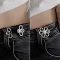 Adjustable Metal Flower Couple Buckles for Pants and Skirts - Set of 4 Waist Tighteners for Couples, Invisibility Design, Durable Metal Construction, Easy to Use Clothing Accessories for Customizable Fit and Stylish Outfits