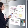 Multi-Functional A3+A4 Magnetic Dry Erase Whiteboard Sheet for Fridge - Includes Markers and Eraser - Flexible, Durable, and Strong Magnetic Backing - Perfect for Memo, Grocery List, and Reminder Board - Organize Your Kitchen with Ease