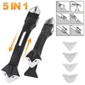 Versatile 5-in-1 Silicone Spatula Window Cleaning Tool with Squeegee, Caulk Remover, Scraper, Grout Kit - Durable and Efficient Glass Cleaner for Precision Sealant Removal - Compact and Easy Storage for DIY Projects