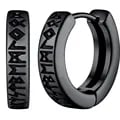 Premium Stainless Steel Viking Rune Hoop Earrings with Hypoallergenic Material, Norse Mythology Design, 12mm Huggie Style, Religious Symbolism, Unisex Jewelry for History Enthusiasts and Spiritual Seekers