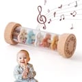 Montessori Baby Rainbow Hourglass Rain Stick Toy with Rattle and Music for Sensory Exploration, Cognitive Development, and Fine Motor Skills - Educational Colorful Montessori Sensory Toy for Kids Promoting Auditory, Visual, and Tactile Stimulation Through Interactive Play and Learning