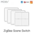 MOES 4 Gang Tuya ZigBee Wireless Switch with 12 Scene Controller, Battery Powered for Easy Installation, Automation Scenario Control for Lights, Thermostats, Smart Plugs, Easy Integration with Tuya Devices for Seamless Smart Home Automation Experience