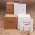 Handmade Style Earrings Card Set - 50 Pieces of Various Sizes for DIY Jewelry Packaging, Brown & White Cards for Earrings, Necklaces, and Bracelets - High-Quality Paper Material, Enhance Presentation, Versatile Use for Crafters and Sellers