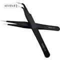 MEISHENJIE Stainless Steel Precision Tweezers with Curved and Straight Tip for False Eyelashes, Eyebrow Shaping, and Nail Art Extensions - Durable, Rust-Resistant, and Versatile Beauty Tool for Professional Results - Compact and Travel-Friendly Makeup Accessory