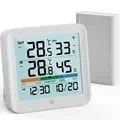 Wireless Temperature and Humidity Monitoring Weather Station with Remote Sensor, Large LCD Display, Data Storage, and Multiple Placement Options - Indoor Outdoor Real-Time Data Tracking and Analysis for Effective Day Planning