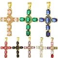 Juya Handmade 18K Real Gold Plated Cubic Zirconia Christian Cross Charms - Luxurious Rosary Pendant DIY Jewelry Making Supplies with Sparkling Stones, Premium Materials, Easy to Use Design - Meaningful Religious Gift for Faithful Creations and Personalized Accessories