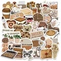 Vintage Brown Stickers Set of 10/30/60 High-Quality PVC Retro Patterns Cute Characters Aesthetic Designs Waterproof Sun-Proof Durable Easy to Apply for Laptop Sketchbook Stationery Scrapbooking Journaling School Supplies DIY Projects All Ages