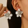 European Vintage Style Uneven Petals Big Flower Drop Earrings in Golden and Silver Metals - Statement Floral Jewelry for Parties, Special Occasions, and Everyday Wear - Durable, Lightweight, and Comfortable Dangle Earrings - Perfect Gift in Beautiful Box for Women's Birthday, Anniversary