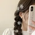 Winter Magic Snowflake Hair Clips Set - Festive Christmas Headwear Accessories with Glittery Shiny Edge, Sweet Bangs Side Clip, and High-Quality Metal Construction - 2pcs Silver Snowflake Design for Stylish and Secure Hairstyling All Day Long