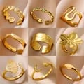 Adjustable Geometric Stainless Steel Rings Set for Women - Modern Minimalist Design, Gold Color, Couple Rings, Wedding Jewelry, Christmas Gift - Durable, Hypoallergenic, Premium Quality, Exquisite Craftsmanship, Contemporary Style