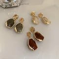Vintage Gold Square Zircon Earrings - Chic and Elegant Fashion Accessory for Women, Hypoallergenic and Comfortable to Wear, Ideal for Everyday and Special Occasions, Perfect Gift for Her, High-Quality Craftsmanship, Tarnish and Fade-Resistant Materials