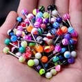 Stylish Fashion Mixed Color Acrylic Tongue Piercing with 316L Stainless Steel Industrial Barbell Design - Comfortable Fit, Versatile Style, Easy to Maintain - Perfect Gift for Women who Love Fashion and Beauty