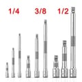 Chrome Vanadium Steel Socket Ratchet Wrench Extension Bars Set - 6 Sizes (50mm-250mm) with Quick-Release Mechanism for Easy Socket Changes - Steering Sleeve Connecting Rod for Automotive Repairs - Compatible with 1/4, 3/8, 1/2-inch Drive Sockets and Ratchets - Durable and Rust-Resistant