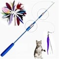 Interactive Cat Teaser Wand with Telescopic Fishing Pole Design for Fun and Stimulating Playtime - Flexible and Durable Teaser Stick Rod with Funny Catcher Teaser, Safe and Lightweight for Bonding Experience with Your Feline Companion