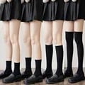 JK Women Black White Knee High Lolita Socks - Premium Cotton Polyester Blend, Breathable Thin Fabric, Comfortable Fit, Cute and Stylish Design, Over-the-Knee Length, Versatile Wear, Ideal for All-Day Comfort and Charm, Must-Have Accessory for Women of All Ages
