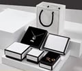 Black and White Paper Jewelry Box with Elegant Design, Multi-functional Compartments, Ideal Valentine's Day & Wedding Gift, Secure Closure Mechanism, Compact Size for Travel and Everyday Use