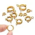 10Pcs Circle Spring Button Stainless Steel Clasps Hooks End Connectors for DIY Jewelry - Rust-Resistant, Secure Closure, Easy to Use - Ideal for Necklaces, Bracelets, Anklets - 10 Pieces, X cm Diameter