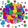 Vibrant Colorful Glitter Foam Stickers Set - 250 Pieces of Self-Adhesive Stars, Hearts, and Shapes for Kids Arts and Crafts - Safe, Durable, and Non-Toxic DIY Decorations for Home Projects - Sparkling Fun for Creative Play and Personalized Design