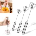 Premium Stainless Steel Self-Turning Egg Beater Mixer Whisk with Ergonomic Handle - Durable Kitchen Tool for Batters, Sauces, and Dressings - Easy to Clean Manual Hand Mixer for Effortless Mixing and Beating - Versatile and Comfortable Cream Utensils Egg Tools for Home Chefs