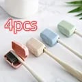 Set of 4 Premium Food-Grade PP Toothbrush Head Covers for Travel and Daily Use - Secure, Hygienic, and Durable Toothbrush Protective Cases with Ventilation Holes - Portable and Lightweight Toothbrush Boxes in Assorted Colors for Family Use and Organization