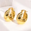 Luxurious Gold Stainless Steel Chunky Hoop Earrings for Women - Durable, Tarnish-Resistant, and Hypoallergenic - Trendy Half Hollow Round Circle Design - Lightweight and Comfortable - Perfect for Everyday Wear and Special Occasions - Thoughtful Gift for Birthdays and Anniversaries