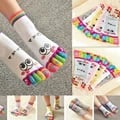Cute Cartoon Bear Crew Socks with Five-Toed Design for Everyday Wear - Premium Cotton Material, Funny and Playful Smiley Motif, Casual and Versatile Short Length Socks to Show Your Style and Stand Out from the Crowd