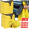 Bright Yellow Microfiber Towel Set - High Absorbency, General Purpose, Thickened Material - 3 Sizes (30cm, 40cm, 60cm) - Ideal for Car Drying, Surface Wiping, Glass Polishing, Dish Drying - Durable and Long-Lasting Cleaning Supplies for Effective Cleaning and Spotting Dirt