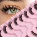 GROINNEYA Natural Cat Eye Half Lashes - Soft & Fluffy Synthetic Fibers, Invisible Band, Easy Application, Lightweight Design - Fluttery & Glamorous Look, Perfect for Everyday or Special Occasions