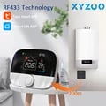 Smart WiFi Thermostat for Gas Boilers with Alice Google Voice Control and Battery Power - Temperature Controller with Tuya App for Remote Access and Energy Efficiency - RF Wireless Thermostat for Floor Heating System - Easy Installation and Hands-Free Operation
