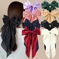 Elegant Korean Solid Satin Ribbon Bow Hair Clips with Spring Clamp Barrette - High-Quality Material, Versatile Usage, Comfortable to Wear, Trendy Style - Women and Girls Fashion Accessory for Daily Wear, Parties, and Special Occasions