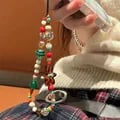 Festive Gingerbread Man Design Christmas Tree Mobile Phone Chain with Love Heart Bead, Secure Wrist Hanging Chain, and Camera Hanging Pendant - Holiday Season Accessory for Phone and Camera, Romantic and Stylish Charm, Durable and Reliable Design